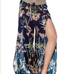 Fiji Tropical Floral Print Split Leg Beach Pant